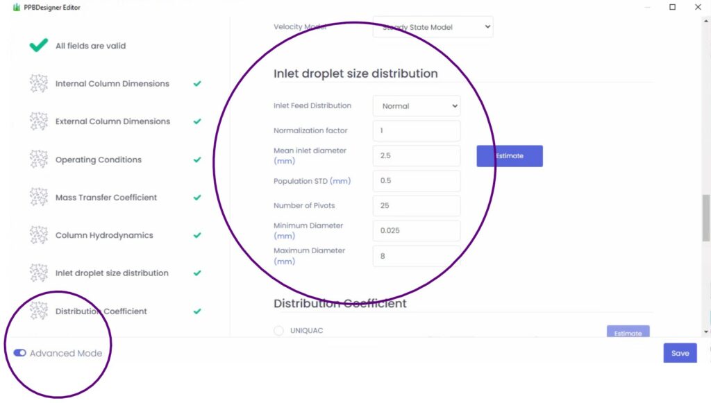 Inlet Droplet Size Distribution